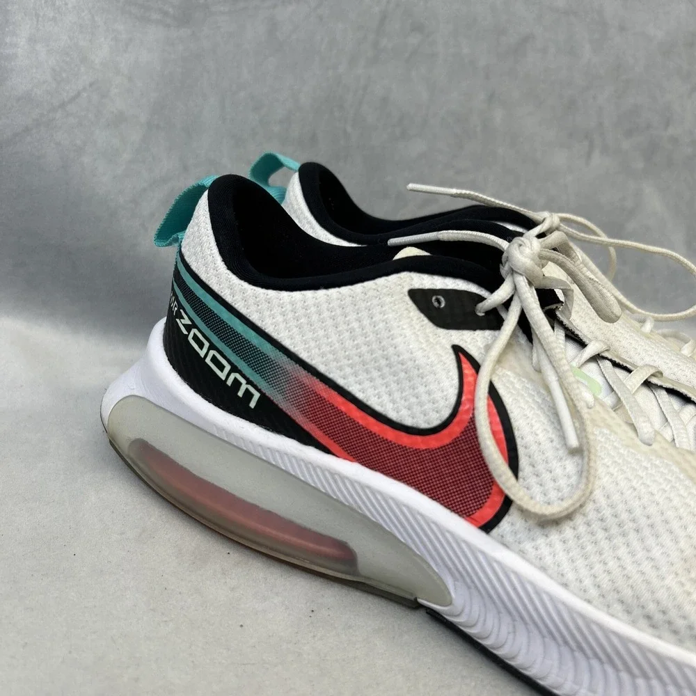 Nike Air Zoom Shoes Youth 7 Womens 8.5 DA1242-101 White Neon Swoop Logo Running‎